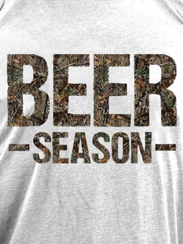 Beer Season Crew Neck Cotton Blends Casual T-shirt